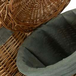 Rackhams Small Light Steamed Wicker Round Linen Basket with Grey Sage Lining - thumbnail 3