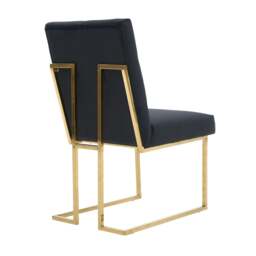 Rackhams Single Siena Luxury Tufted Velvet Dining Chair with Gold Frame & Legs - Modern Upholstered Accent Chair - Velvet - Black - Modern - thumbnail 5
