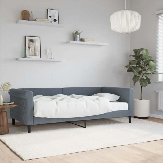 Rackhams Daybed with Mattress Blue Dark Grey 90x190 cm Velvet