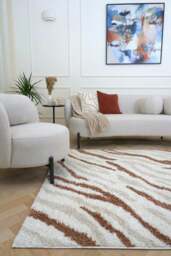 Rackhams Moodi Shaggy Cream/Terra Savara Rug - 200X290 cm - thumbnail 2
