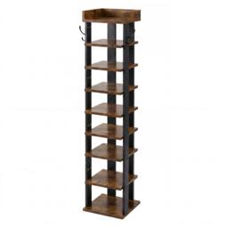 Rackhams Shoe Rack Storage Organiser 9 Tier Industrial Shoe Shelf Adjustable Brown