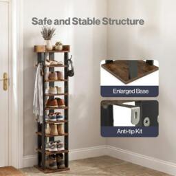 Rackhams Shoe Rack Storage Organiser 9 Tier Industrial Shoe Shelf Adjustable Brown - thumbnail 6
