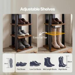 Rackhams Shoe Rack Storage Organiser 9 Tier Industrial Shoe Shelf Adjustable Brown - thumbnail 4