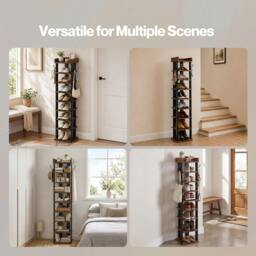Rackhams Shoe Rack Storage Organiser 9 Tier Industrial Shoe Shelf Adjustable Brown - thumbnail 5