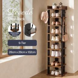 Rackhams Shoe Rack Storage Organiser 9 Tier Industrial Shoe Shelf Adjustable Brown - thumbnail 2