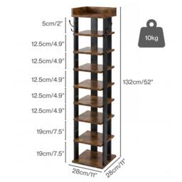 Rackhams Shoe Rack Storage Organiser 9 Tier Industrial Shoe Shelf Adjustable Brown - thumbnail 3