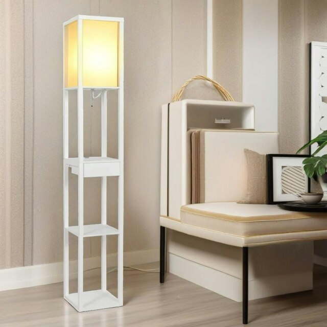 Rackhams Modern Floor Lamp With 3 Shelves and USB Ports Grey - image 1