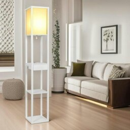 Rackhams Modern Floor Lamp With 3 Shelves and USB Ports Grey - thumbnail 2