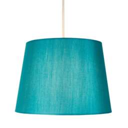 "Rackhams Traditionally Designed Medium 10"" Drum Lamp Shade in Sleek Teal Faux Silk Fabric" - thumbnail 2