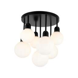 Rackhams Broome Bathroom 7 Light Opal Glass Ceiling Light - Matt Black - thumbnail 3