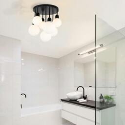 Rackhams Broome Bathroom 7 Light Opal Glass Ceiling Light - Matt Black - thumbnail 2