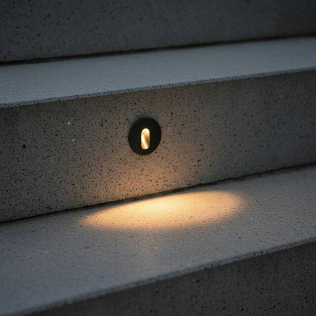 Rackhams 1 Watt Round Recessed Black Outdoor Stair Step Light - image 1