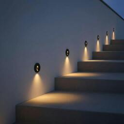 Rackhams 1 Watt Round Recessed Black Outdoor Stair Step Light - thumbnail 3