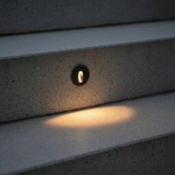Rackhams 1 Watt Round Recessed Black Outdoor Stair Step Light - thumbnail 1