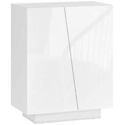 Rackhams High Gloss Storage Cabinet, Freestanding Storage Cupboard with Adjustable Shelves for Living Room, Bedroom, Hallway, White - thumbnail 1