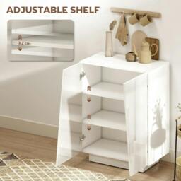 Rackhams High Gloss Storage Cabinet, Freestanding Storage Cupboard with Adjustable Shelves for Living Room, Bedroom, Hallway, White - thumbnail 5