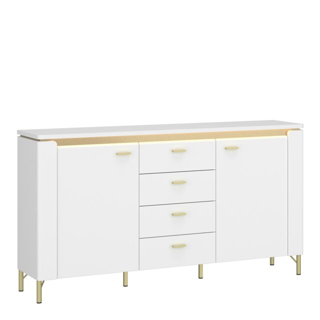 Rackhams Lazio Sideboard 2 Door 4 Drawer in Alpine White/White Gloss - White - 155.3 - 1 - image 1