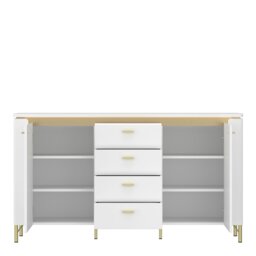 Rackhams Lazio Sideboard 2 Door 4 Drawer in Alpine White/White Gloss - White - 155.3 - 1 - thumbnail 2