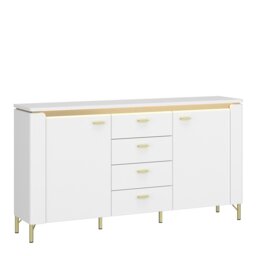 Rackhams Lazio Sideboard 2 Door 4 Drawer in Alpine White/White Gloss - White - 155.3 - 1 - thumbnail 1
