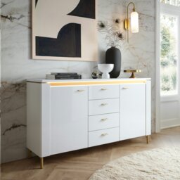 Rackhams Lazio Sideboard 2 Door 4 Drawer in Alpine White/White Gloss - White - 155.3 - 1 - thumbnail 4
