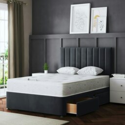 Rackhams Amelia Divan Bed with Upholstered Headboard - Four Drawers - Grey (Steel) - Small Double - thumbnail 5