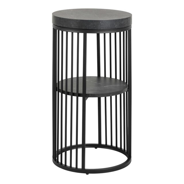 Rackhams Strington Round Bedside Table 1 Shelf in Matt Black - Black - Manufactured wood,Powder coated Steel - 1 - image 1