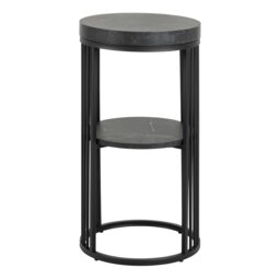 Rackhams Strington Round Bedside Table 1 Shelf in Matt Black - Black - Manufactured wood,Powder coated Steel - 1 - thumbnail 2