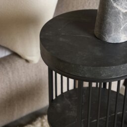 Rackhams Strington Round Bedside Table 1 Shelf in Matt Black - Black - Manufactured wood,Powder coated Steel - 1 - thumbnail 4