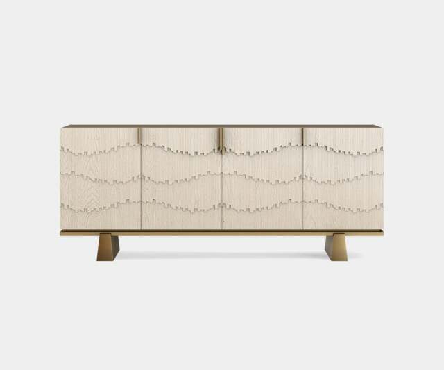 Rackhams Cliff Sideboard: Modern Majesty in Textured Oak Veneer & Aged Brass - image 1
