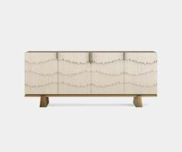 Rackhams Cliff Sideboard: Modern Majesty in Textured Oak Veneer & Aged Brass