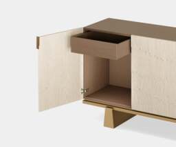 Rackhams Cliff Sideboard: Modern Majesty in Textured Oak Veneer & Aged Brass - thumbnail 3