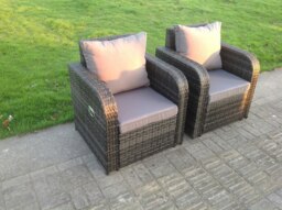 Rackhams 5 Seater PE Wicker Rattan Garden Furniture Loveseat Reclining Sofa Chair Table Footstool Outdoor Grey - thumbnail 3