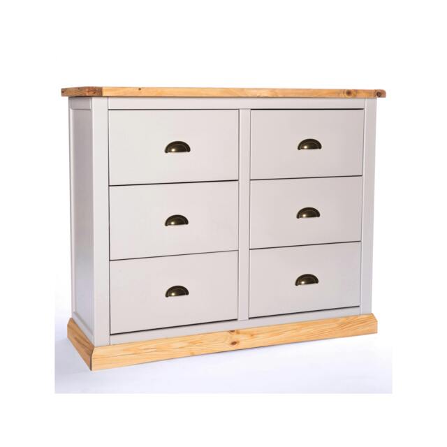 Rackhams Bomporto 6 Drawer Chest of Drawers Brass Cup Handle - Light Grey - image 1