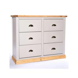Rackhams Bomporto 6 Drawer Chest of Drawers Brass Cup Handle - Light Grey