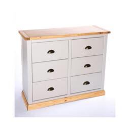 Rackhams Bomporto 6 Drawer Chest of Drawers Brass Cup Handle - Light Grey - thumbnail 3