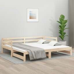 Rackhams Pull-out Day Bed 2x(80x200) cm Solid Wood Pine - Brown - Solid pinewood (untreated)