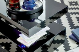 Rackhams Coffee Table Gloss Tiffany with LED RGB Remote Control Light - Black - Wood - 50cm(d)39cm(h)100cm(w) - thumbnail 5