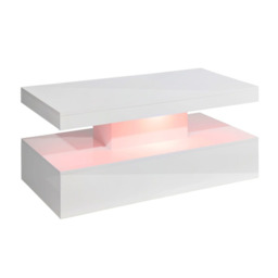 Rackhams Coffee Table Gloss Tiffany with LED RGB Remote Control Light - Black - Wood - 50cm(d)39cm(h)100cm(w) - thumbnail 2
