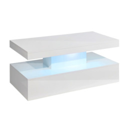Rackhams Coffee Table Gloss Tiffany with LED RGB Remote Control Light - Black - Wood - 50cm(d)39cm(h)100cm(w) - thumbnail 6