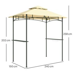 Rackhams 8' x 5' Grill Gazebo, Double Tiered Outdoor BBQ Shelter, Beige - Dark Grey - Galvanised Steel, Polyester - 240L x 150W x 258Hcm - thumbnail 6