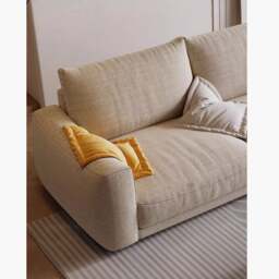 Rackhams Caleb Modern Two Seater, Three Seater, Four Seater Sofa, Cotton Linen - Beige - Two Seater 190cm - thumbnail 6