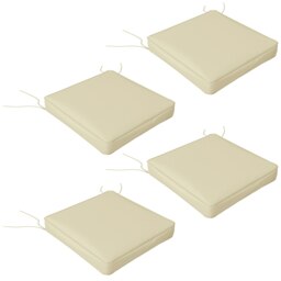 Rackhams Set of 4 Outdoor Seat Cushion with Ties, for Patio Furniture, Beige - Beige - 51L x 51W x 8H cm - thumbnail 2
