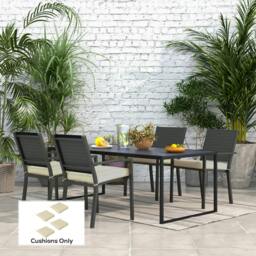Rackhams Set of 4 Outdoor Seat Cushion with Ties, for Patio Furniture, Beige - Beige - 51L x 51W x 8H cm - thumbnail 1