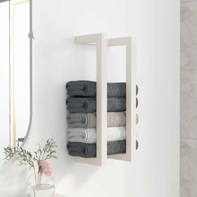 Rackhams Towel Rack White 23x18x60 cm Solid Wood Pine