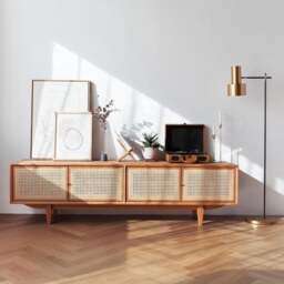 Rackhams Pavia TV Stand, Rattan & Oak - 160cm - thumbnail 2
