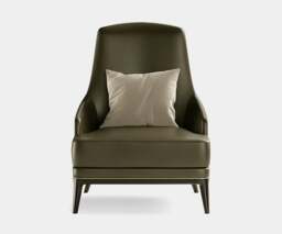 Rackhams Aster Redd Armchair: Curvy Modern Design with Black Oak Wood - thumbnail 2