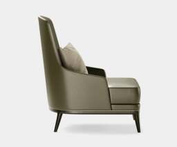 Rackhams Aster Redd Armchair: Curvy Modern Design with Black Oak Wood - thumbnail 3