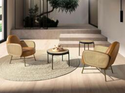 Rackhams Round Corner Table Rattan, Black Wood and Black Steel 2109 - thumbnail 6