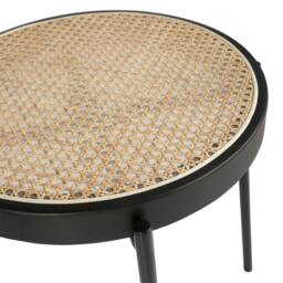 Rackhams Round Corner Table Rattan, Black Wood and Black Steel 2109 - thumbnail 5
