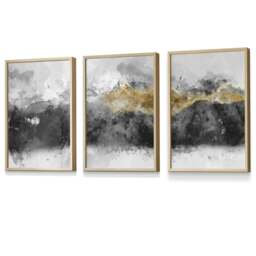 Rackhams Set of 3 Abstract Mountains Black & Grey Framed Wall Art - 30x42cm (A3) - Dark Grey - thumbnail 6